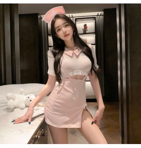 FEE ET MOI - See-Through Mesh Strappy Sweet Nurse Costume (Pink - White)